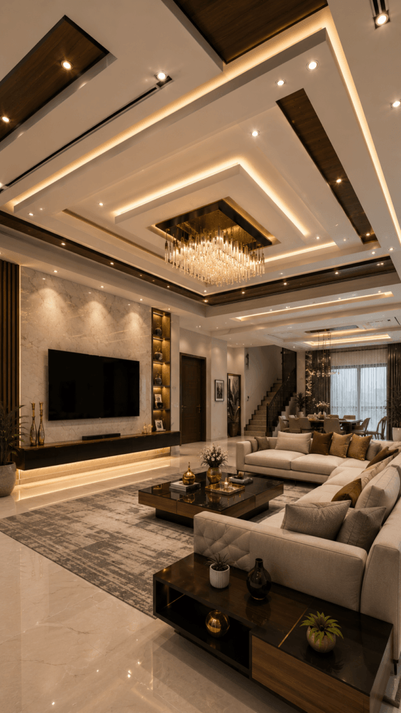 9 Stunning False Ceiling Living Room Designs