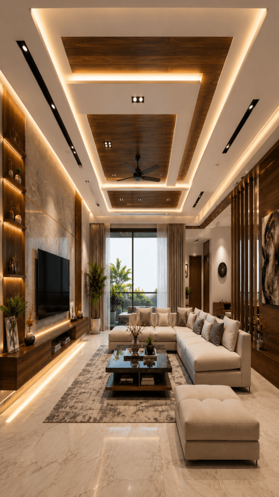 9 Stunning False Ceiling Living Room Designs